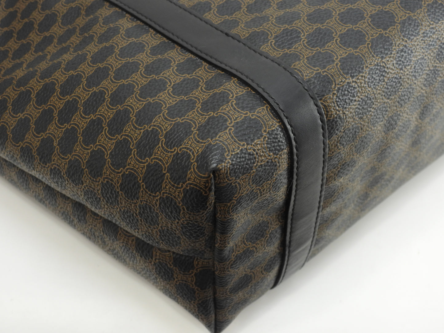 Celine Shoulder Bag Macadam Triomphe Black Shopping Bag Good Condition 2@MC98/2 2