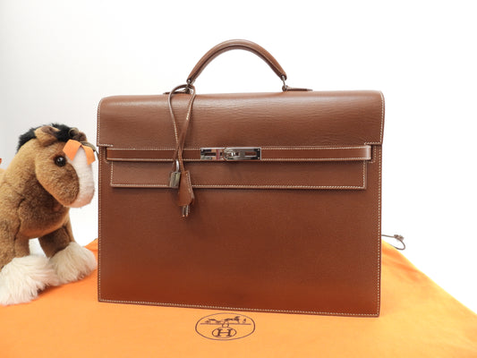 エルメス ケリーデペッシュ38 リセ コニャック シルバー金具 ブリーフケース@□F 3