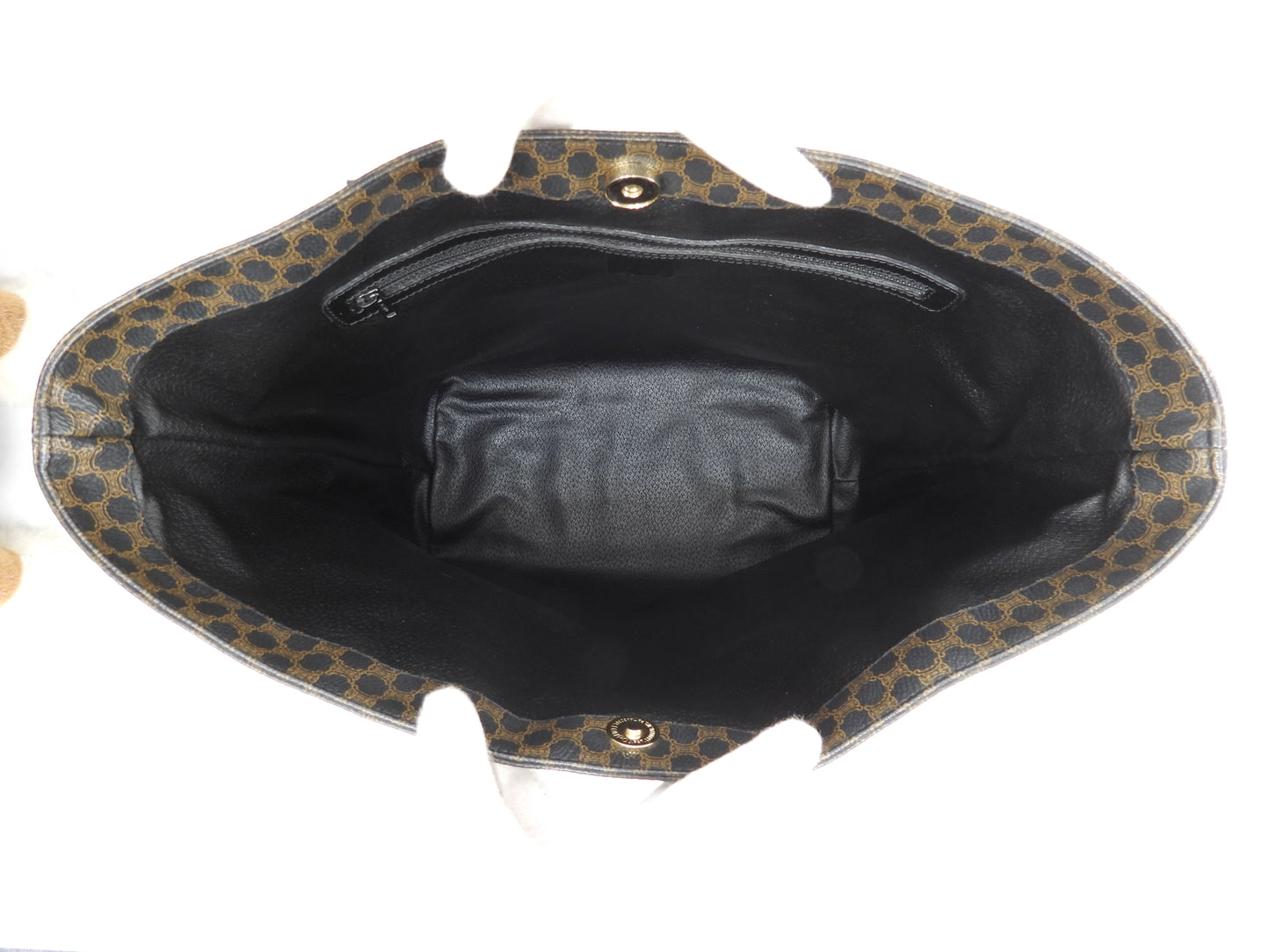 Celine Shoulder Bag Macadam Triomphe Black Shopping Bag Good Condition 2@MC98/2 2