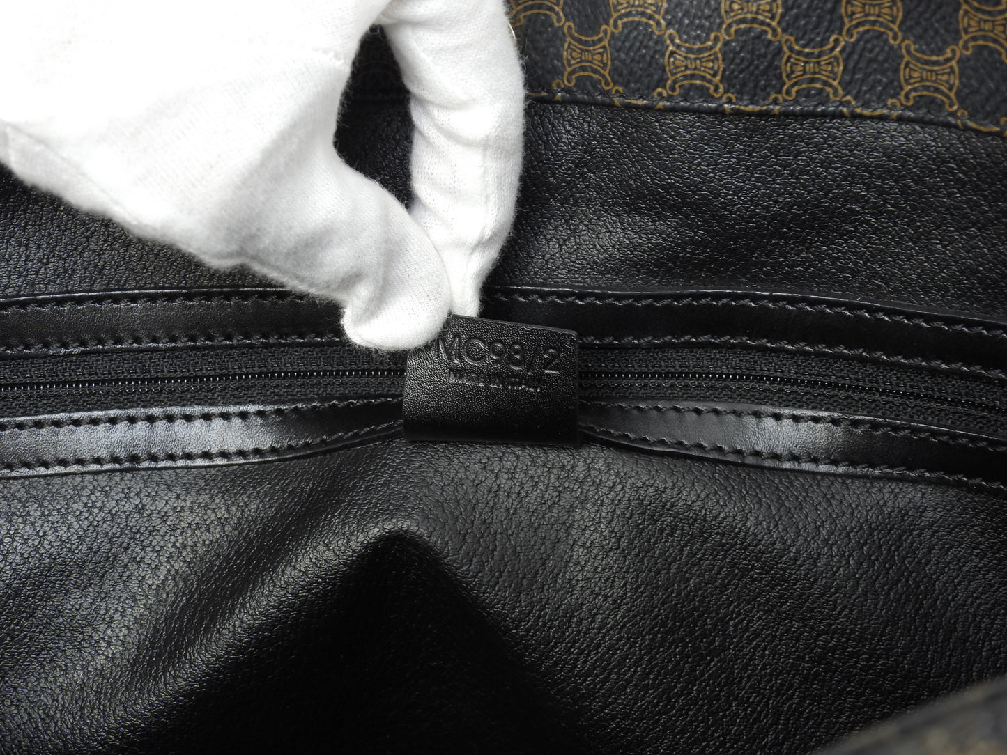 Celine Shoulder Bag Macadam Triomphe Black Shopping Bag Good Condition 2@MC98/2 2