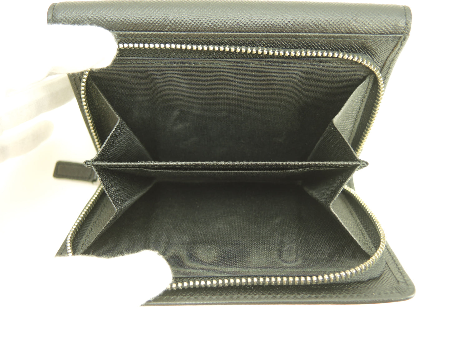 バーバリー 3折財布 チェック/ベージュ 黒革 コンパクトウォレット 美品@ 1