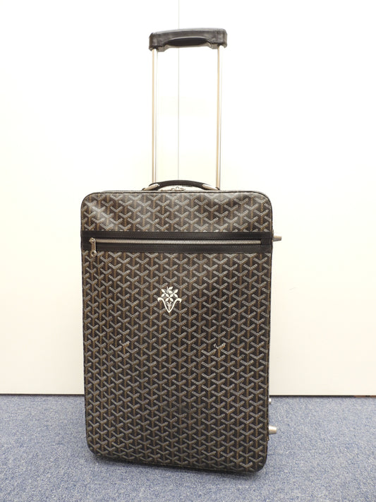 ゴヤール トロレ ヘリンボーン 黒黒 トロリーバッグ 旅行用キャリーバッグ@ 2