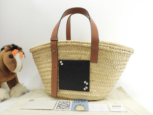 ロエベ バスケット中 ジブリ/まっくろくろすけ ナチュラル黒 ハンド カゴバッグ 未使用@412048