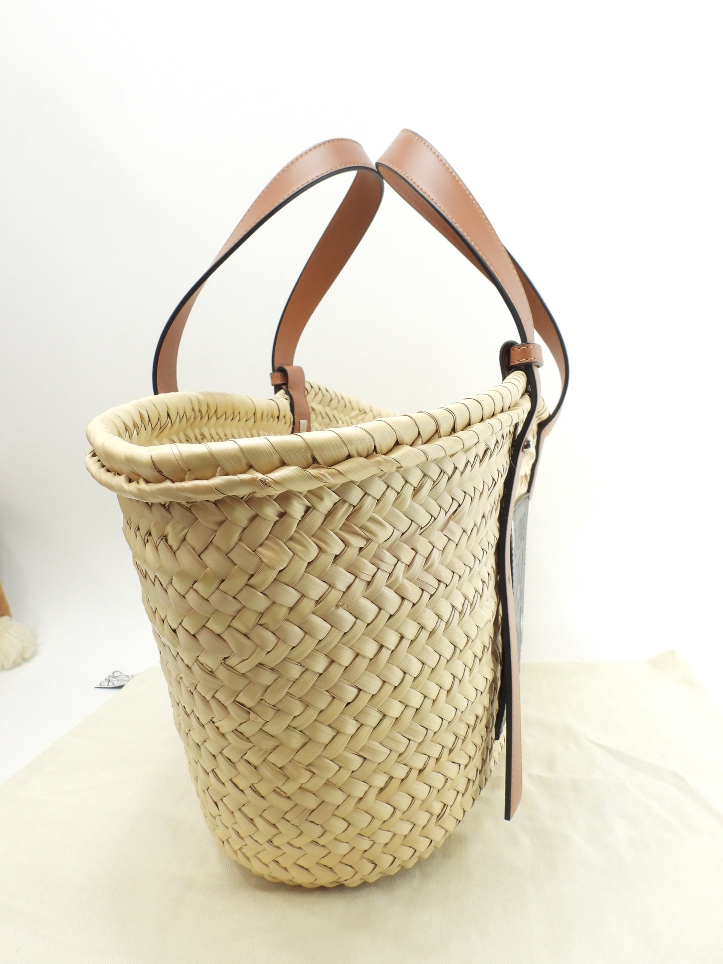 ロエベ バスケット中 ジブリ/まっくろくろすけ ナチュラル黒 ハンド カゴバッグ 未使用@412048