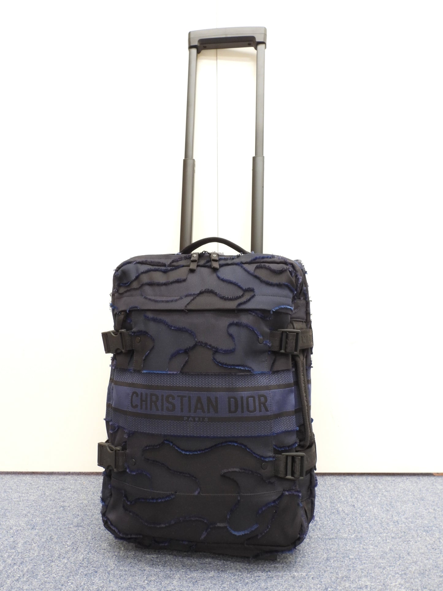 クリスチャンディオール キャリーケース ナイロン 黒紺 旅行用2輪トロリーバッグ 未使用@ 353