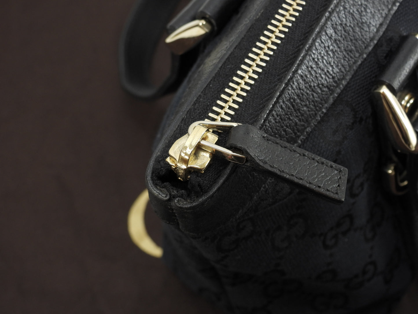 グッチ トートバッグ小 GG デニム革黒 ミニハンドバッグ 極美品@ 29