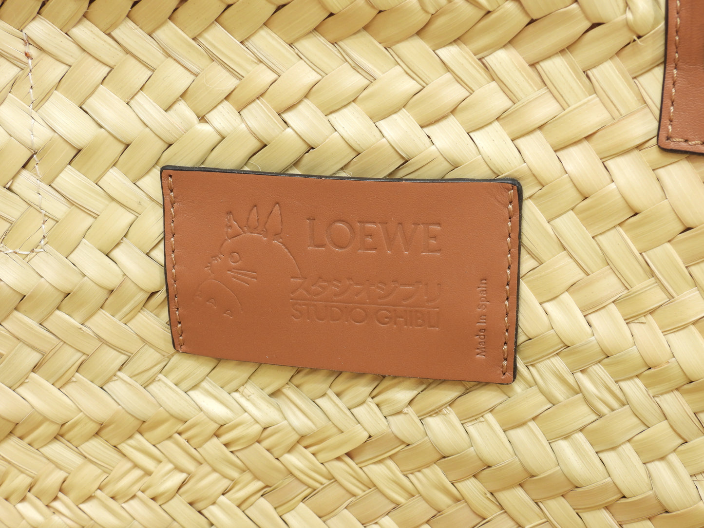 ロエベ バスケット中 ジブリ/まっくろくろすけ ナチュラル黒 ハンド カゴバッグ 未使用@412048