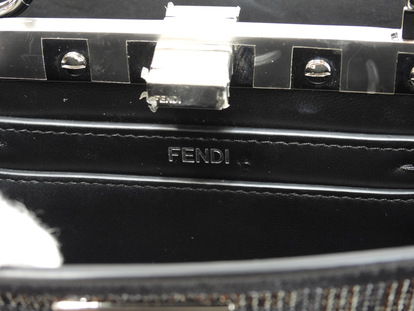 フェンディ ピーカブープチ アイシーユー クリスタルFFレザー黒 ポシェット ハンドバッグ 未使用@ 2
