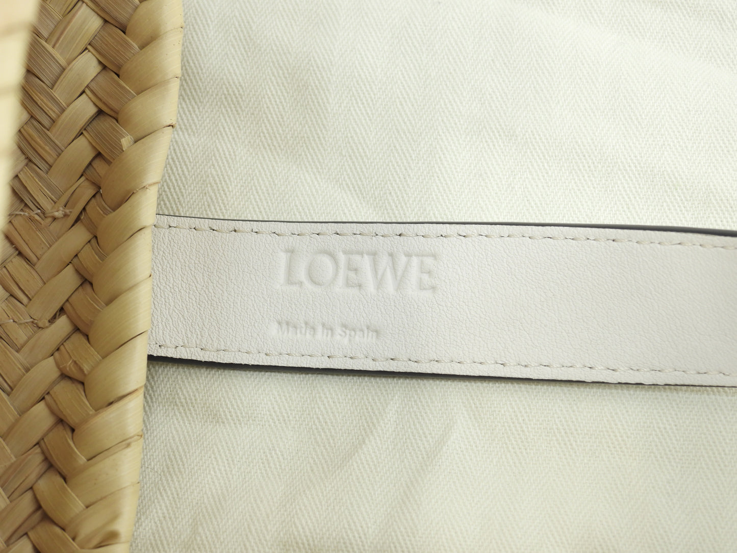 ロエベ バスケットスモール カゴバッグ ナチュラル白革 ハンドバッグ 美品@412004