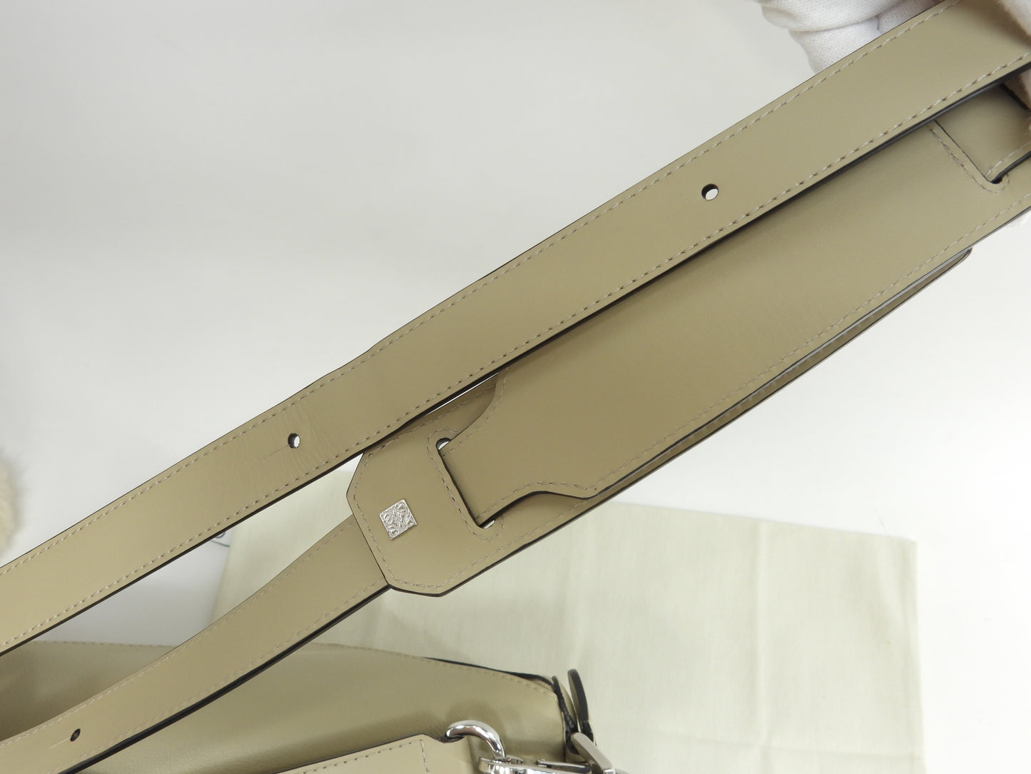 ロエベ パズルバッグ ミディアム レザー/グレージュ ショルダーストラップ付ハンドバッグ 美品@ 5