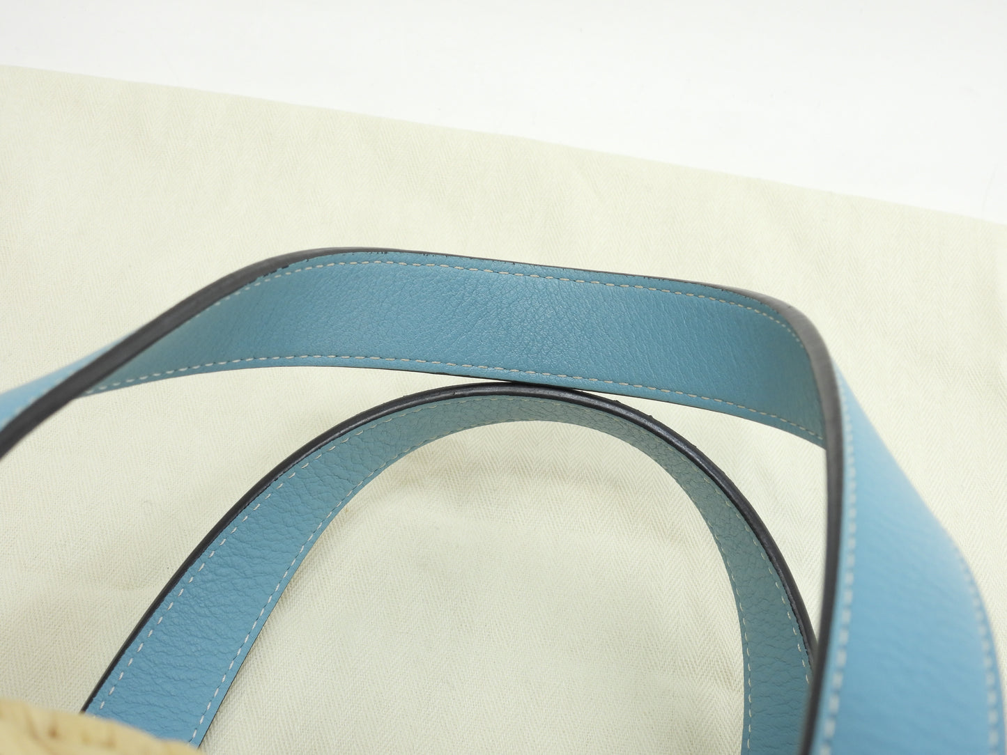 ロエベ バスケットスモール カゴバッグ ナチュラル水色革 ハンドバッグ 未使用@412247 2