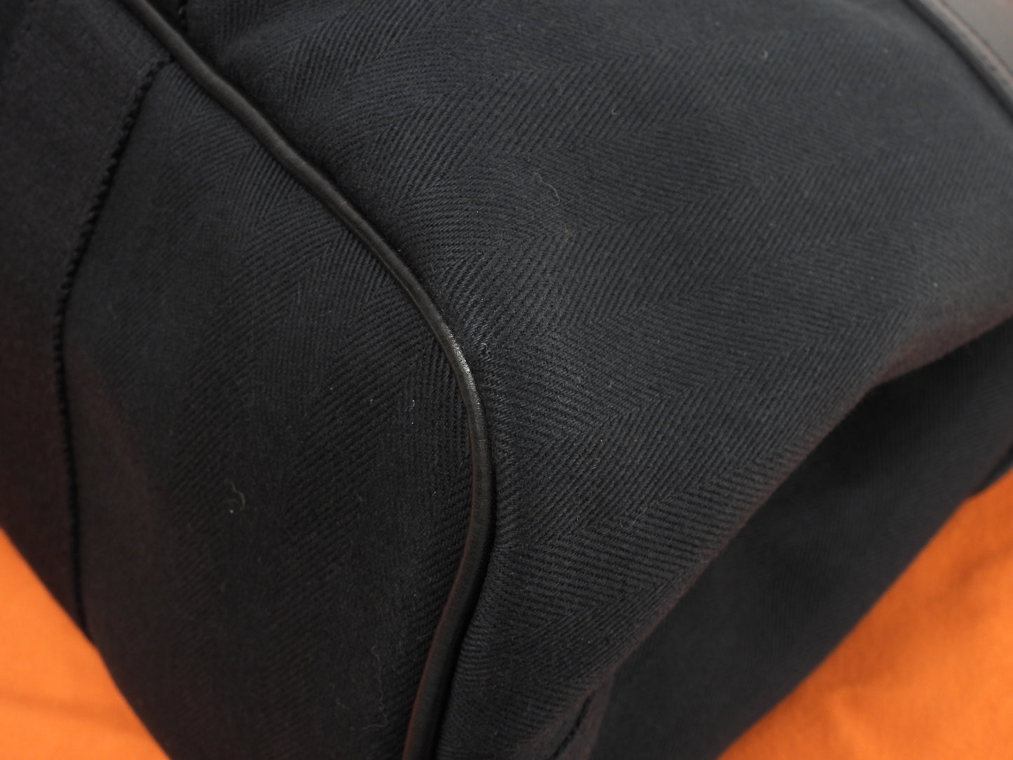 エルメス ヴァルパライソMM コットン/レザー 黒 ハンドバッグ トートバッグ 美品@ 59
