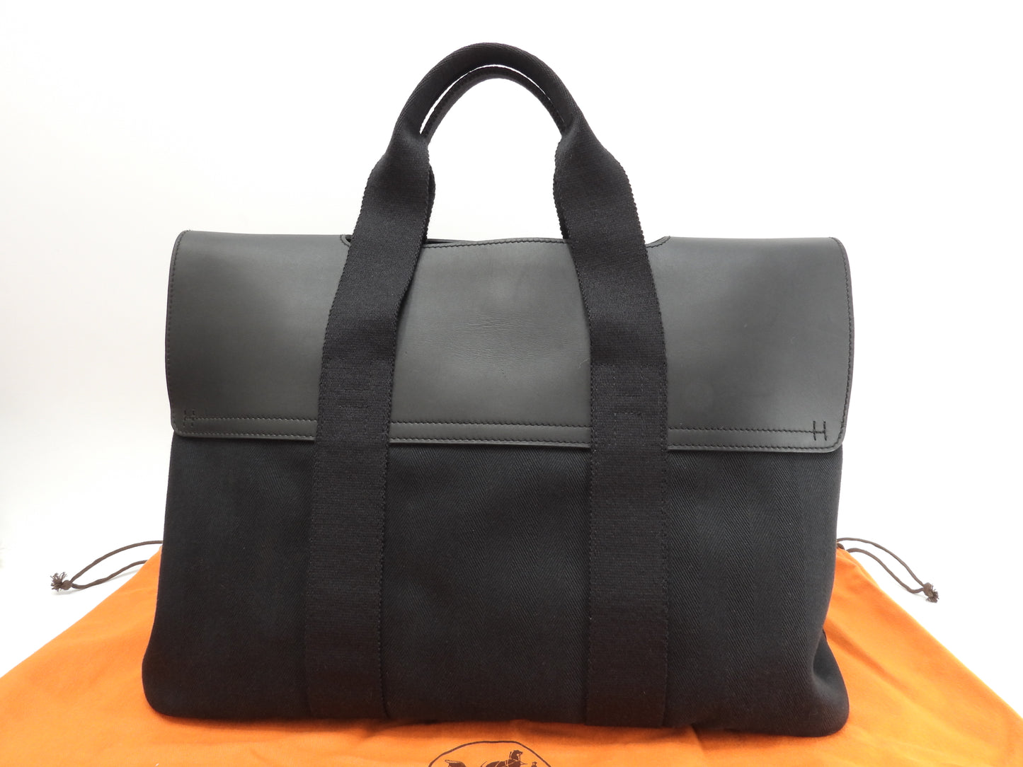 エルメス ヴァルパライソMM コットン/レザー 黒 ハンドバッグ トートバッグ 美品@ 59