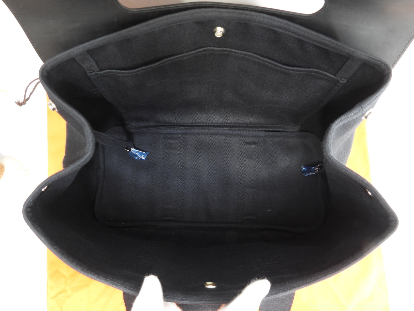 エルメス ヴァルパライソMM コットン/レザー 黒 ハンドバッグ トートバッグ 美品@ 59