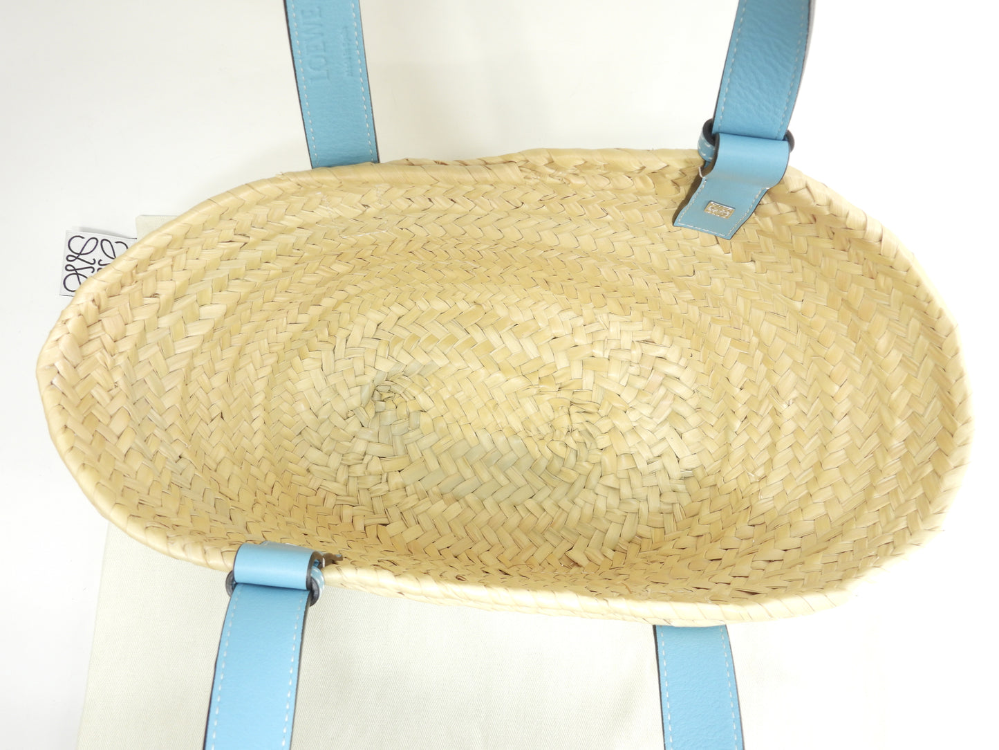 ロエベ バスケットスモール カゴバッグ ナチュラル水色革 ハンドバッグ 未使用@412247 2