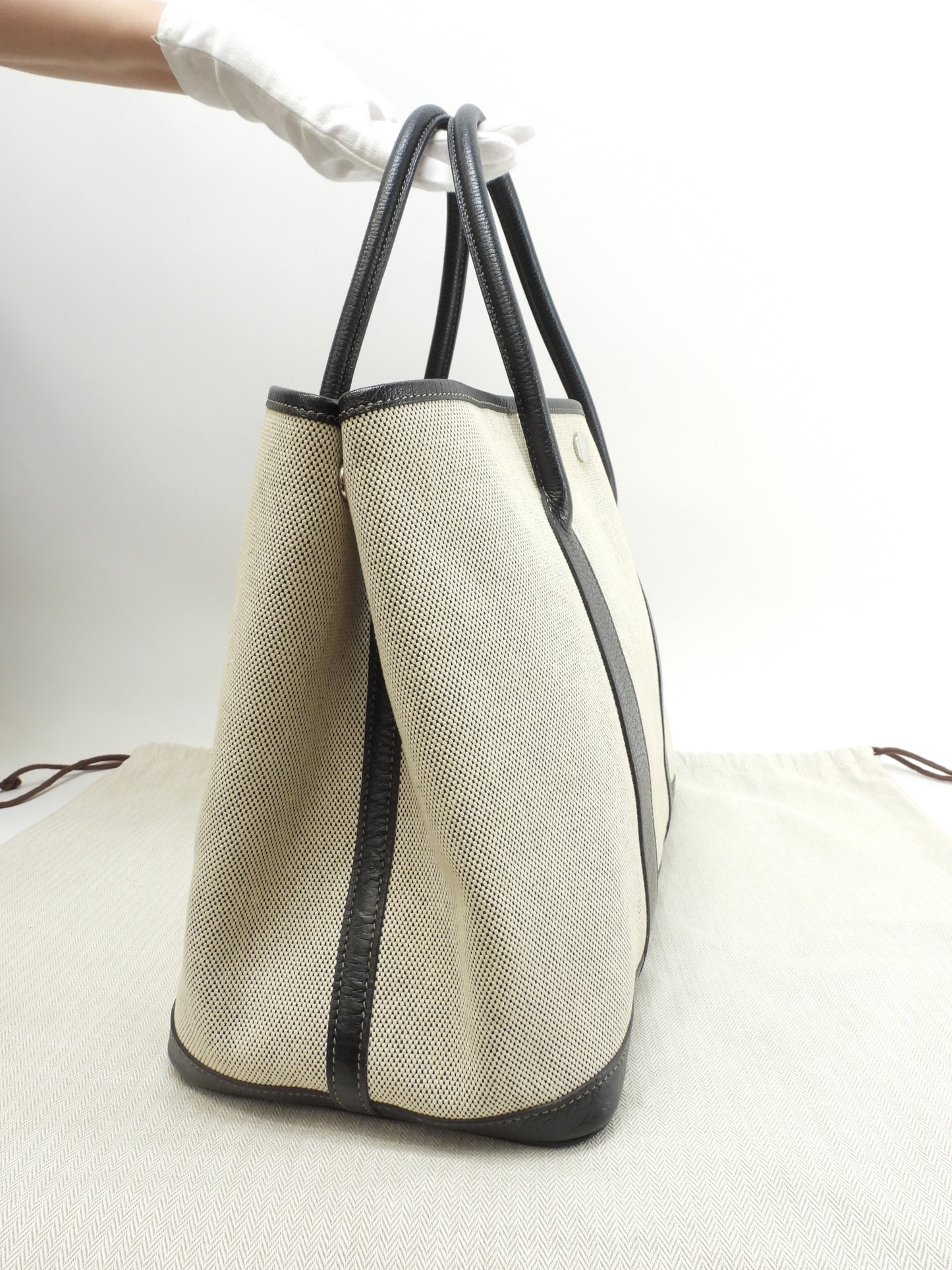 エルメス ガーデンパーティPM トアルアッシュPM革 グレー黒 トートバッグ ハンドバッグ@ 1