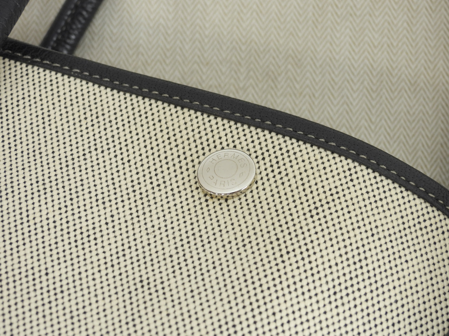 エルメス ガーデンパーティPM トアルアッシュPM革 グレー黒 トートバッグ ハンドバッグ@ 1