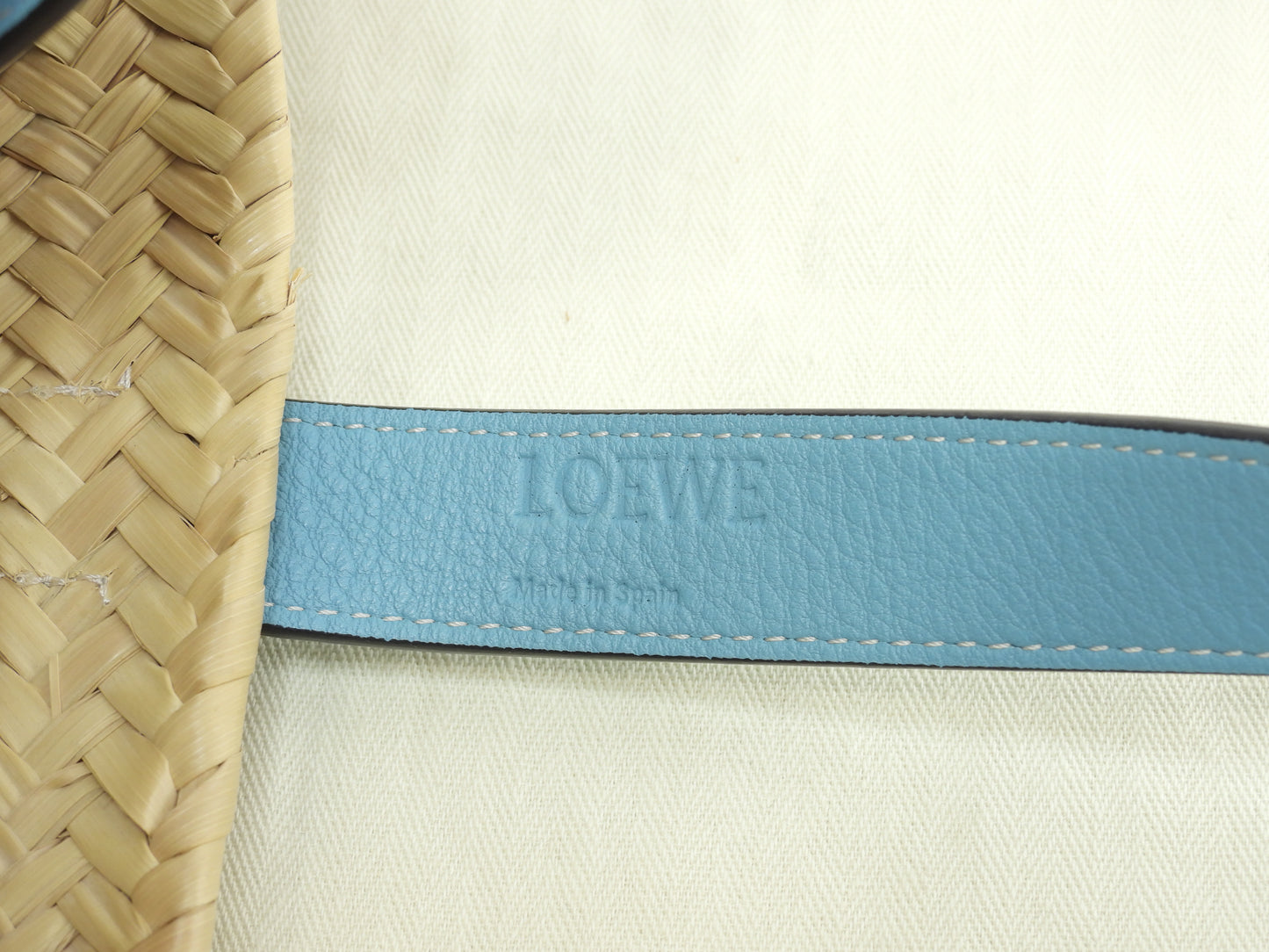 ロエベ バスケットスモール カゴバッグ ナチュラル水色革 ハンドバッグ 未使用@412247 2
