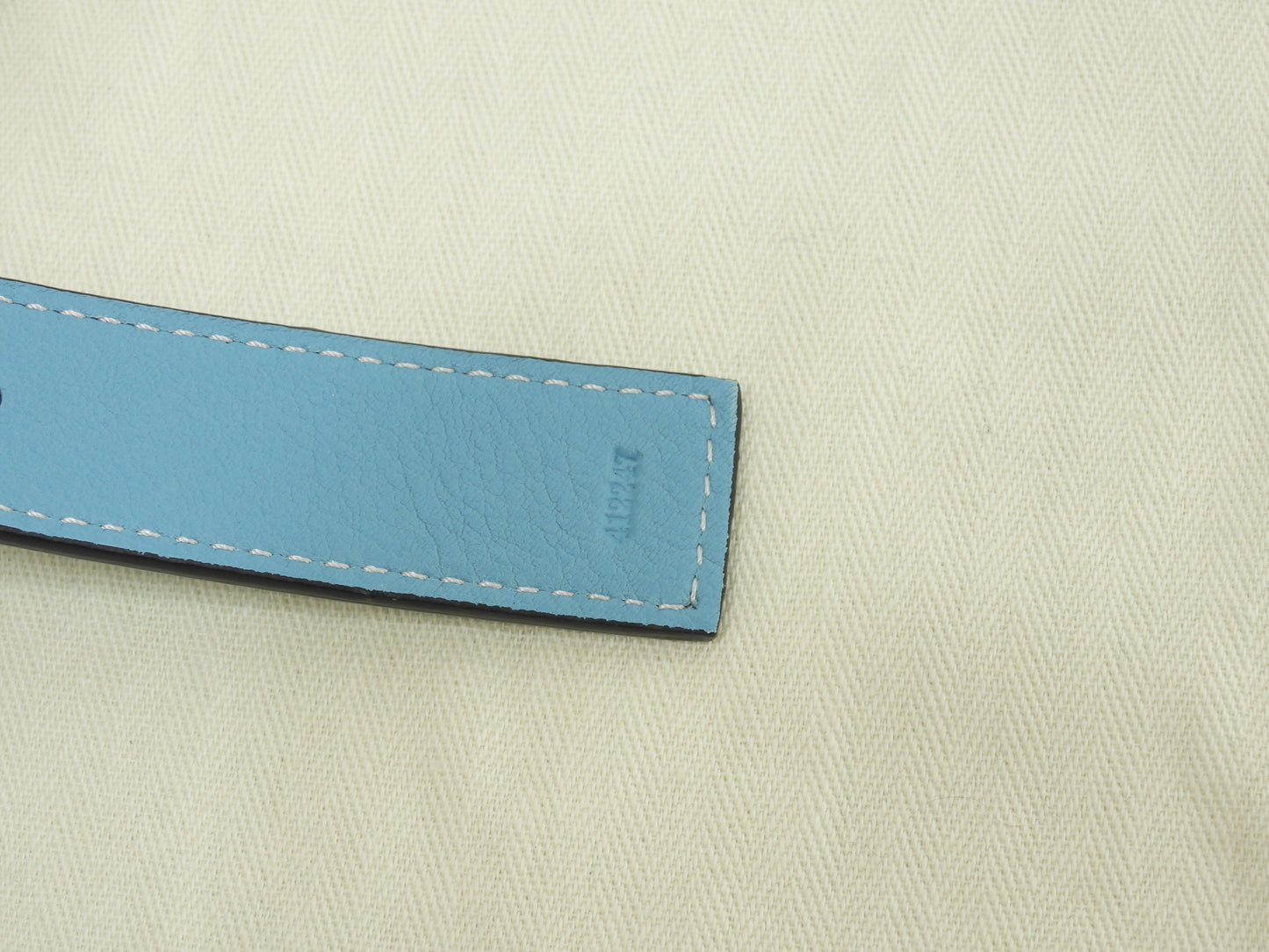 ロエベ バスケットスモール カゴバッグ ナチュラル水色革 ハンドバッグ 未使用@412247 2