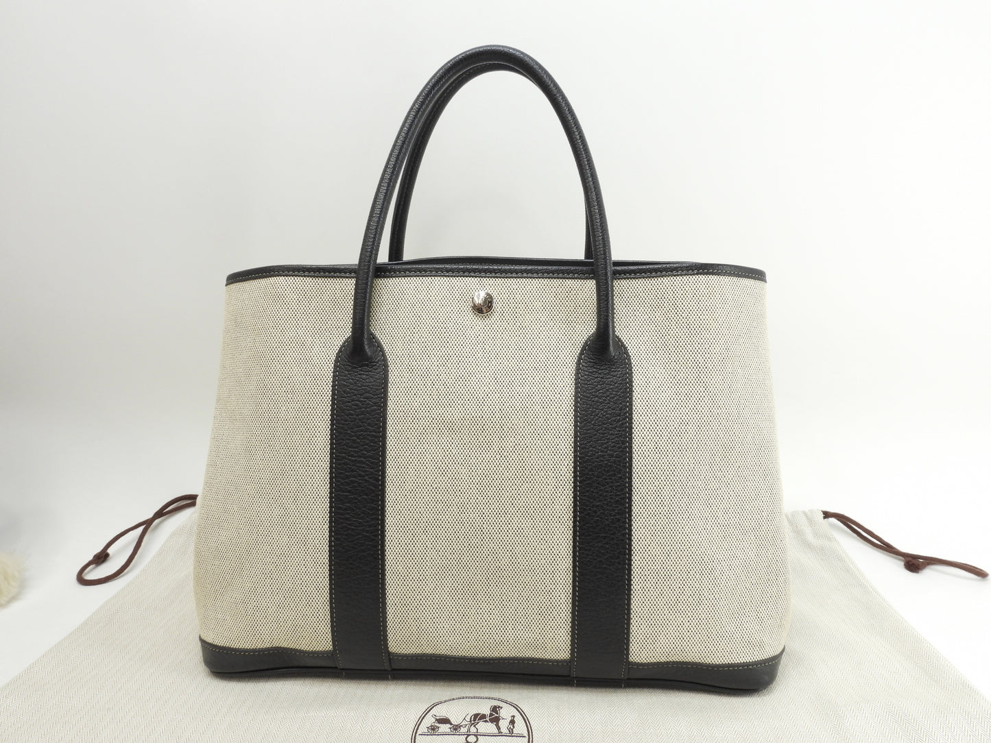 エルメス ガーデンパーティPM トアルアッシュPM革 グレー黒 トートバッグ ハンドバッグ@ 1