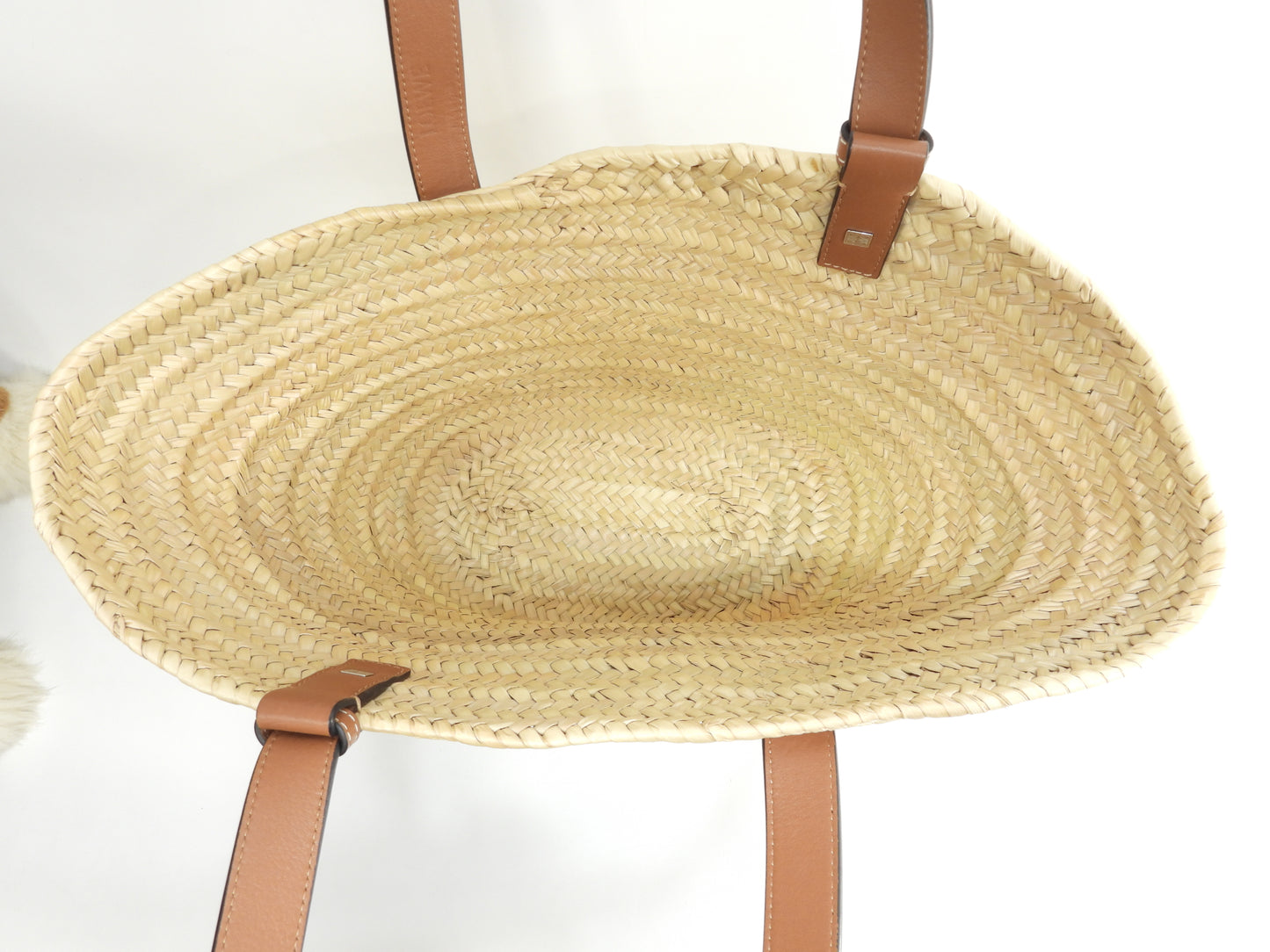 ロエベ バスケット カゴバッグ中 ナチュラル紺革 ハンドバッグ中 トートバッグ 美品@262111