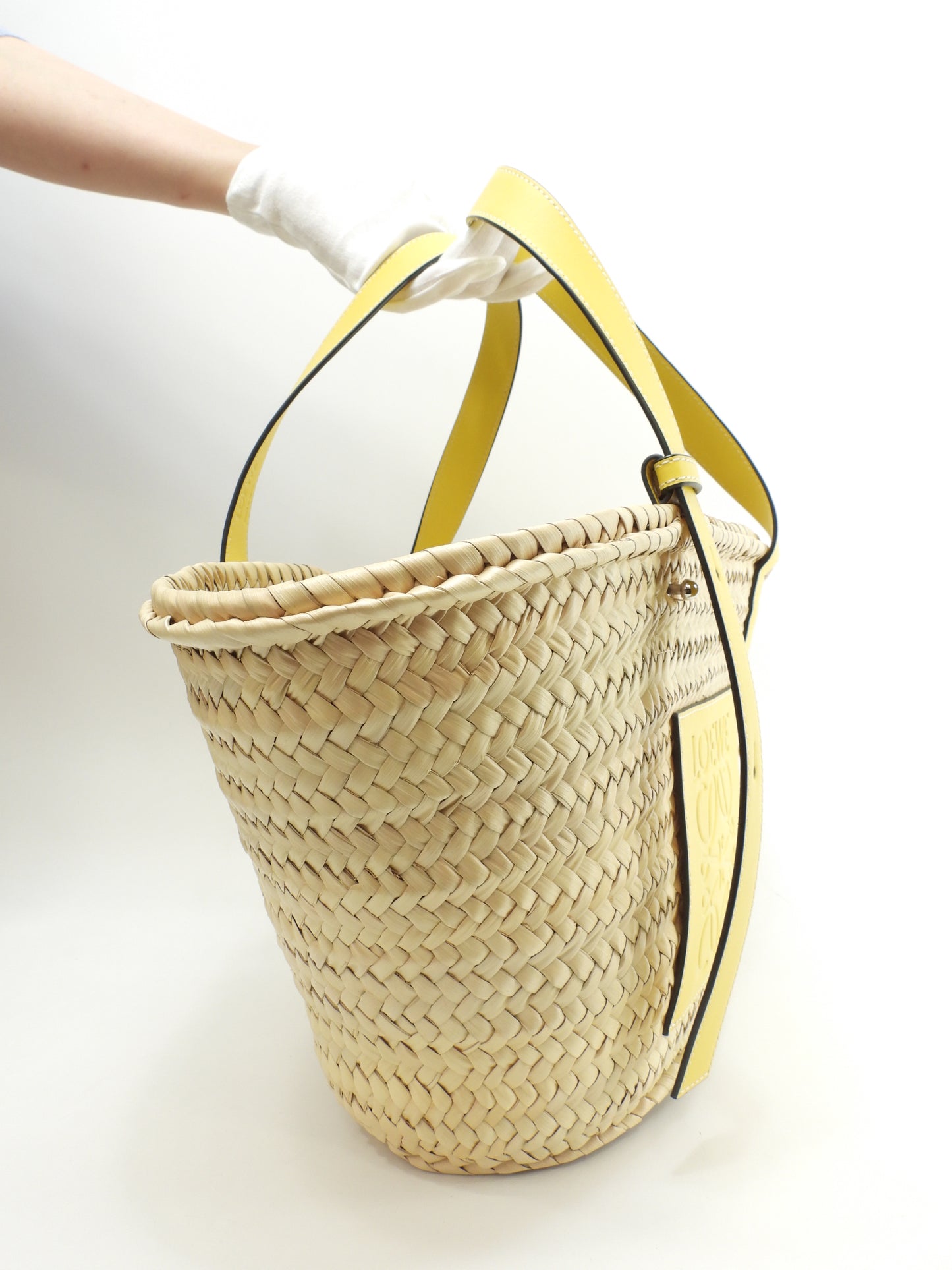 ロエベ バスケット カゴバッグ中 ナチュラル黄革 ハンドバッグ中 トートバッグ 未使用@412048