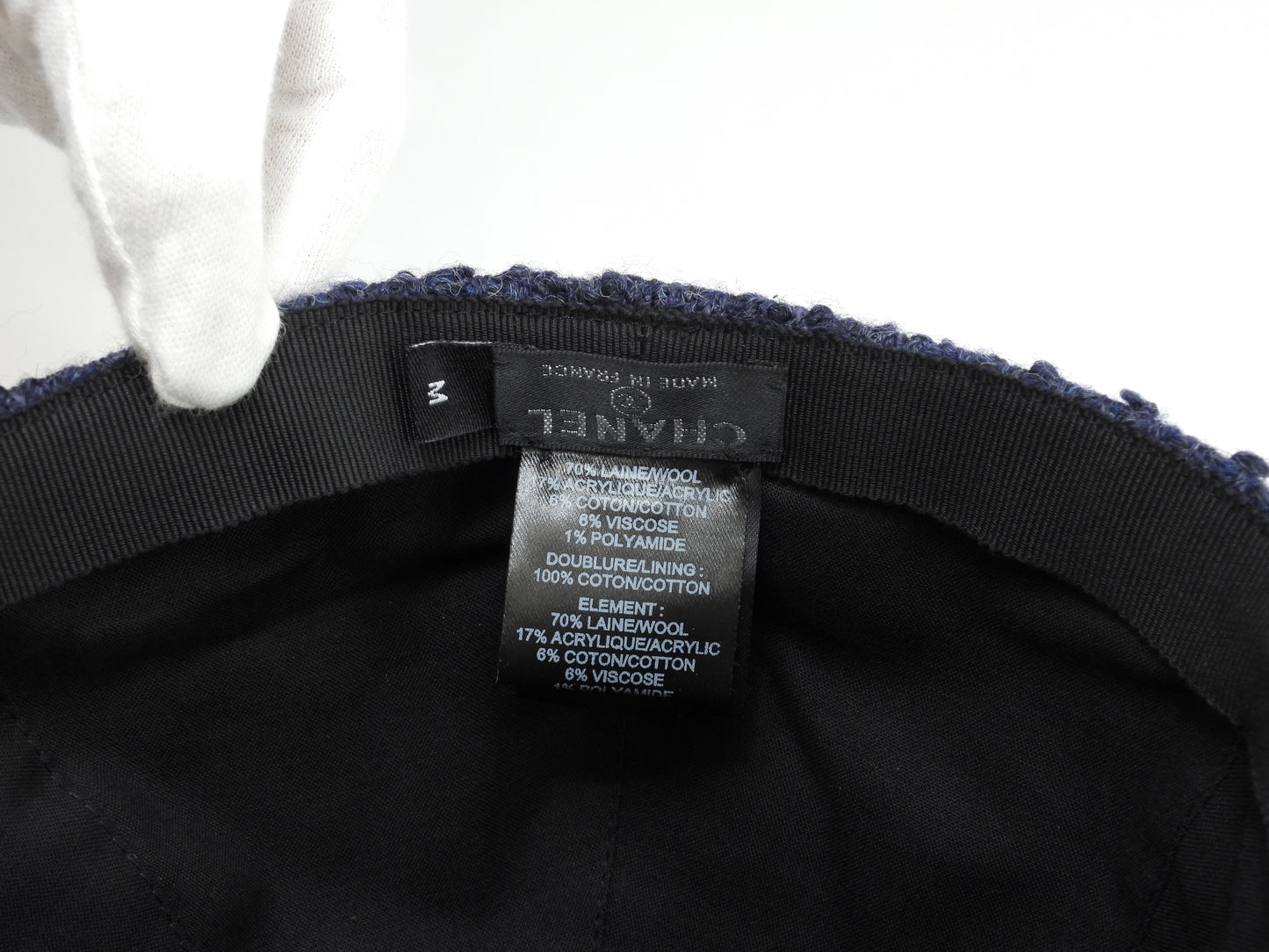 シャネル キャップ ツイード ウール70%紺 ヘッドウォーマー ココマーク 美品@ 4