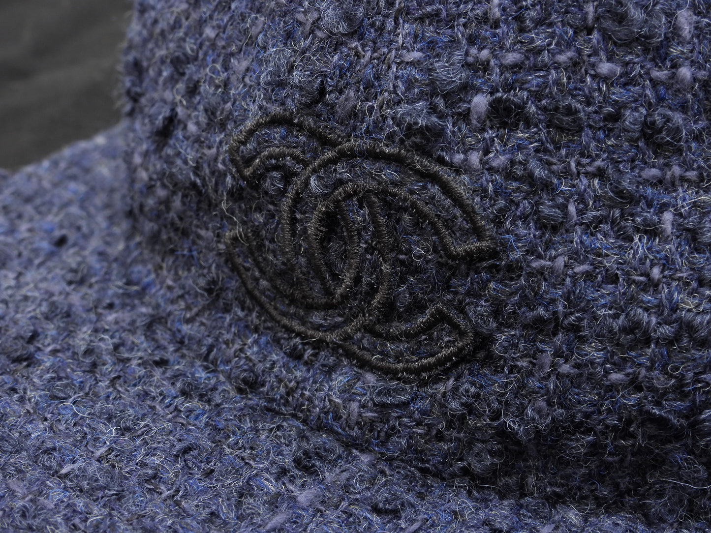 シャネル キャップ ツイード ウール70%紺 ヘッドウォーマー ココマーク 美品@ 4