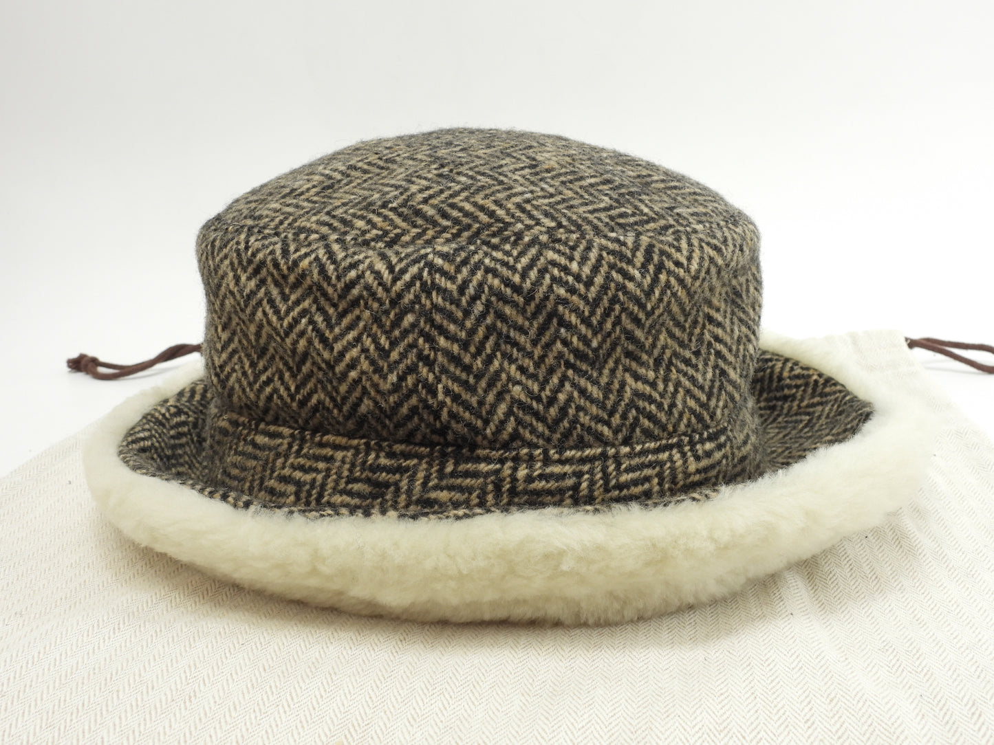 エルメス バゲットハット ウール90%カシミア10% 黒茶白 帽子 美品@ 1