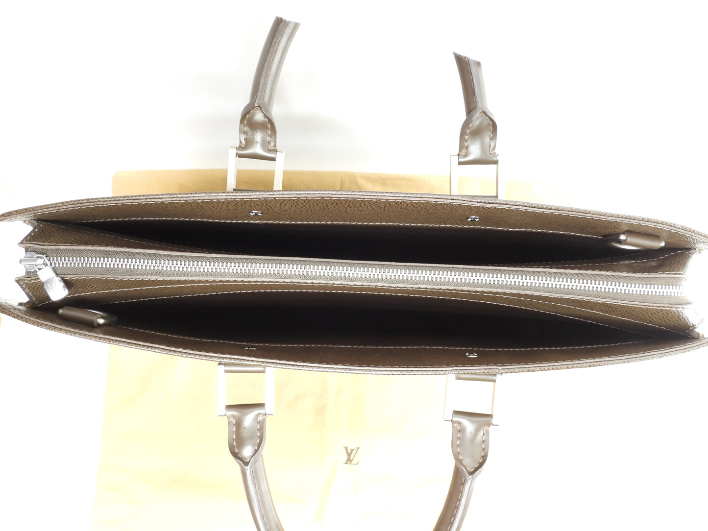 ルイヴィトン ロザン M30058 タイガ/グリズリ 書類かばん ブリーフケース 美品@VI0045