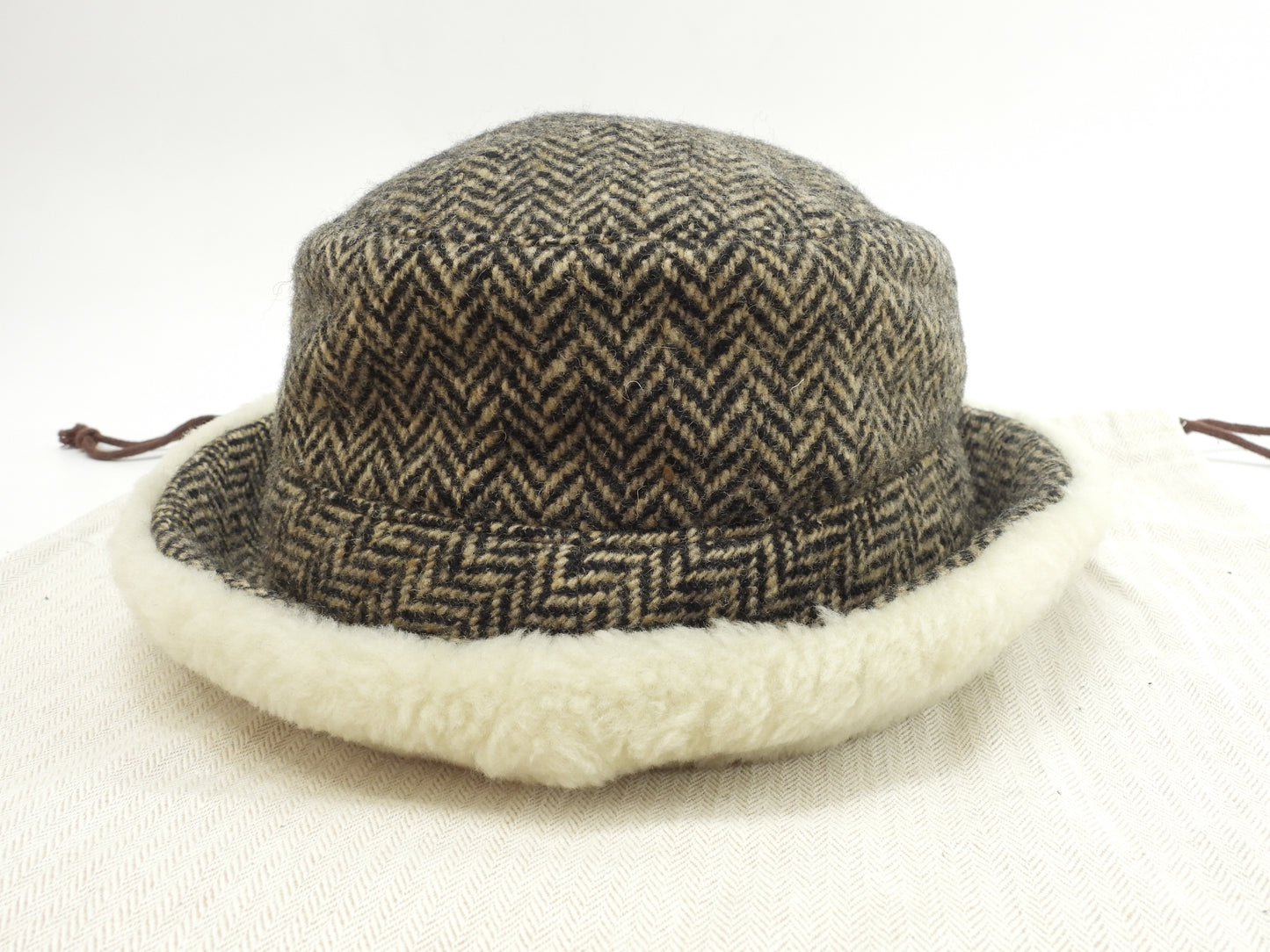 エルメス バゲットハット ウール90%カシミア10% 黒茶白 帽子 美品@ 1