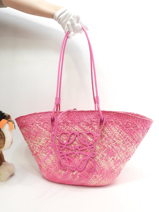 ロエベ アナグラムバスケットバッグ ミディアム パーム ピンク ハンドバッグ ショルダーバッグ@032312