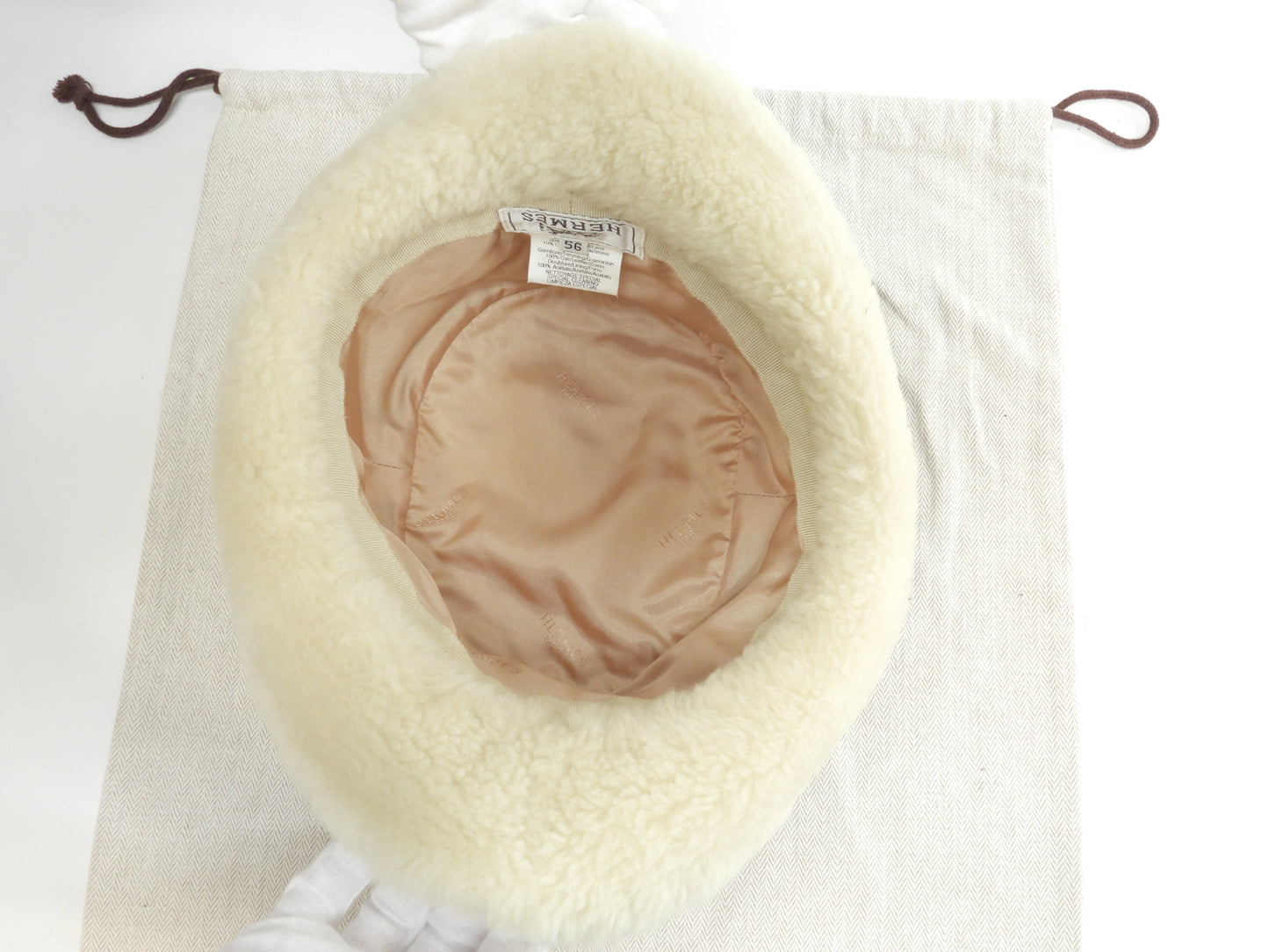 エルメス バゲットハット ウール90%カシミア10% 黒茶白 帽子 美品@ 1