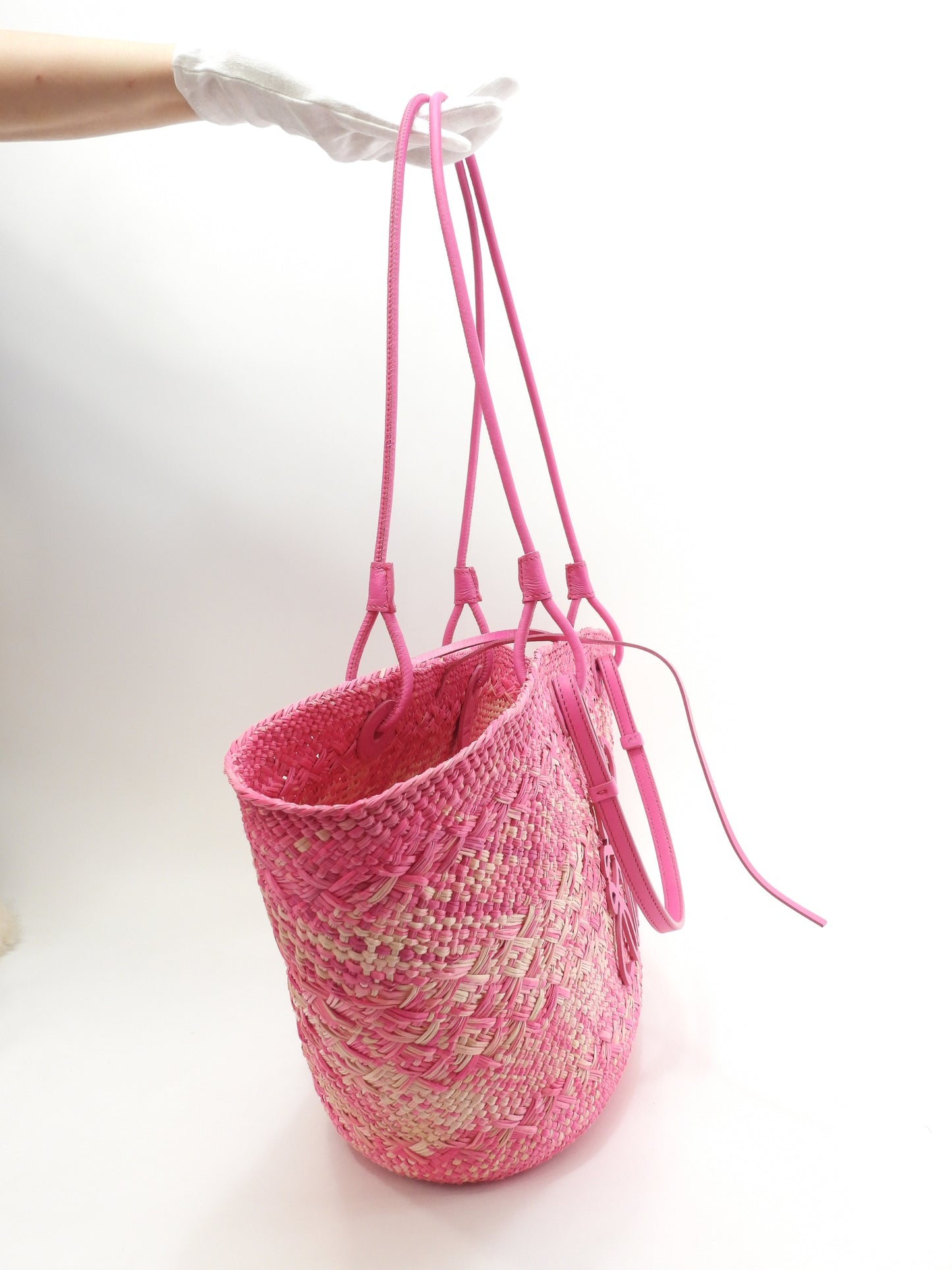 ロエベ アナグラムバスケットバッグ ミディアム パーム ピンク ハンドバッグ ショルダーバッグ@032312