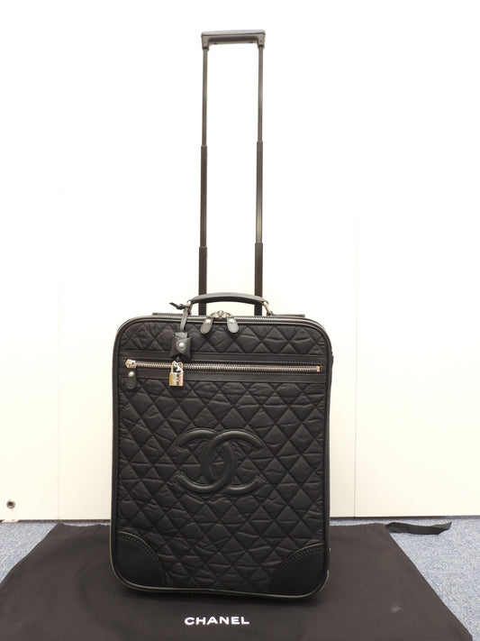 シャネル キャリーバッグ スポーツライン 黒 旅行用トロリーバッグ 美品@10831371