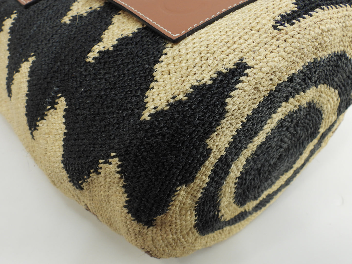 ロエベ トートバッグ小 シグラ リネン/ベージュ茶黒 ハンドバッグ 美品@032006