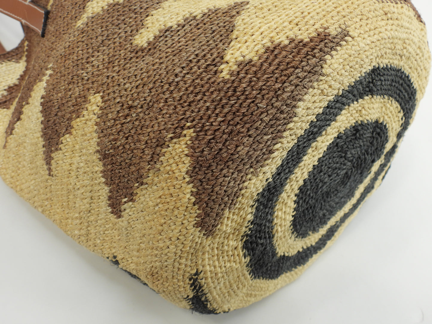 ロエベ トートバッグ小 シグラ リネン/ベージュ茶黒 ハンドバッグ 美品@032006