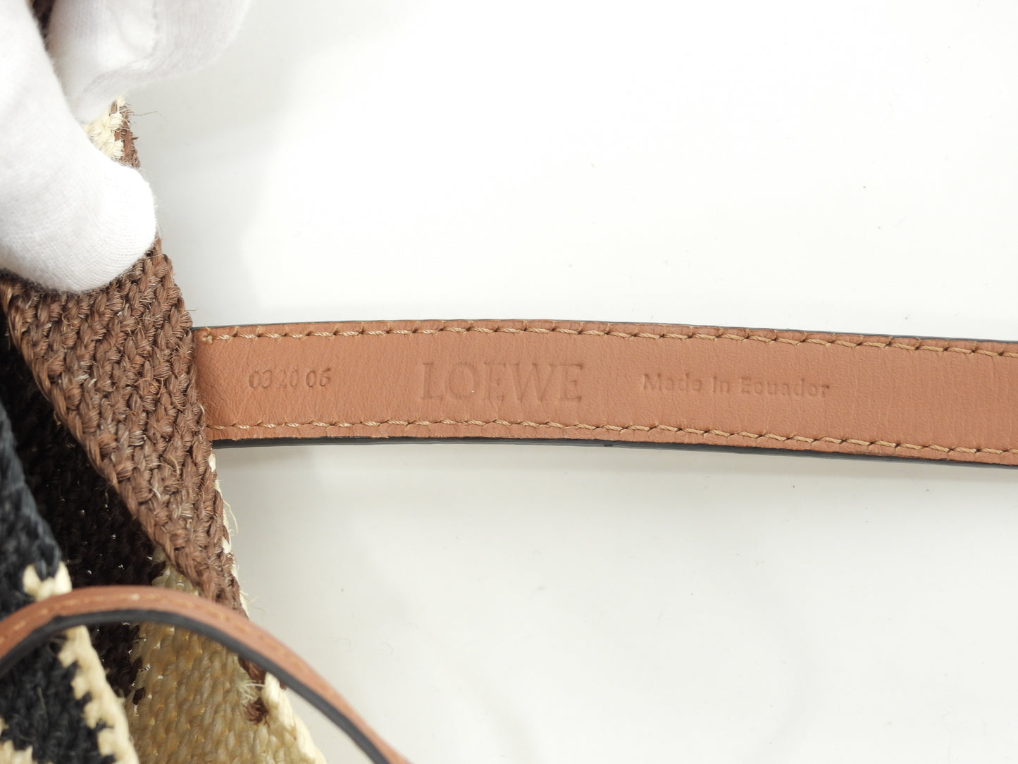 ロエベ トートバッグ小 シグラ リネン/ベージュ茶黒 ハンドバッグ 美品@032006