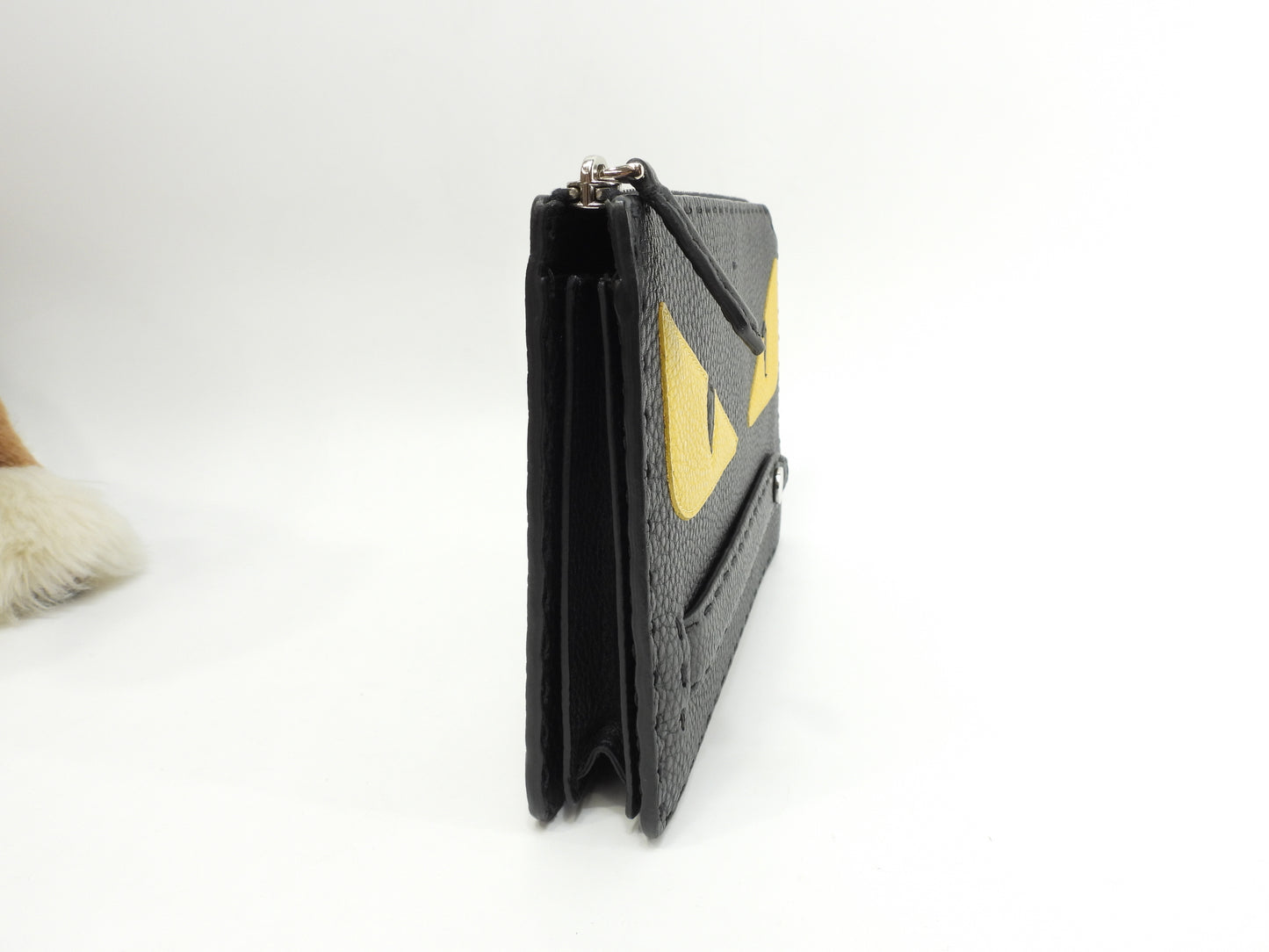 フェンディ クラッチウォレットバッグ モンスター セレリアレザー黒 セカンドバッグ 極美品@ 68