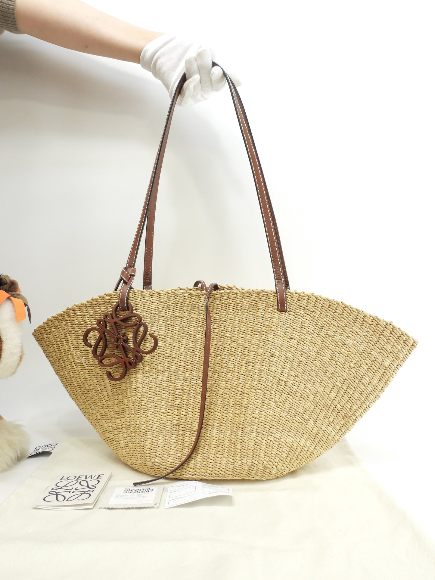 ロエベ シェル バスケットバッグスモール ナチュラル茶 カゴバッグ トートバッグ@412036