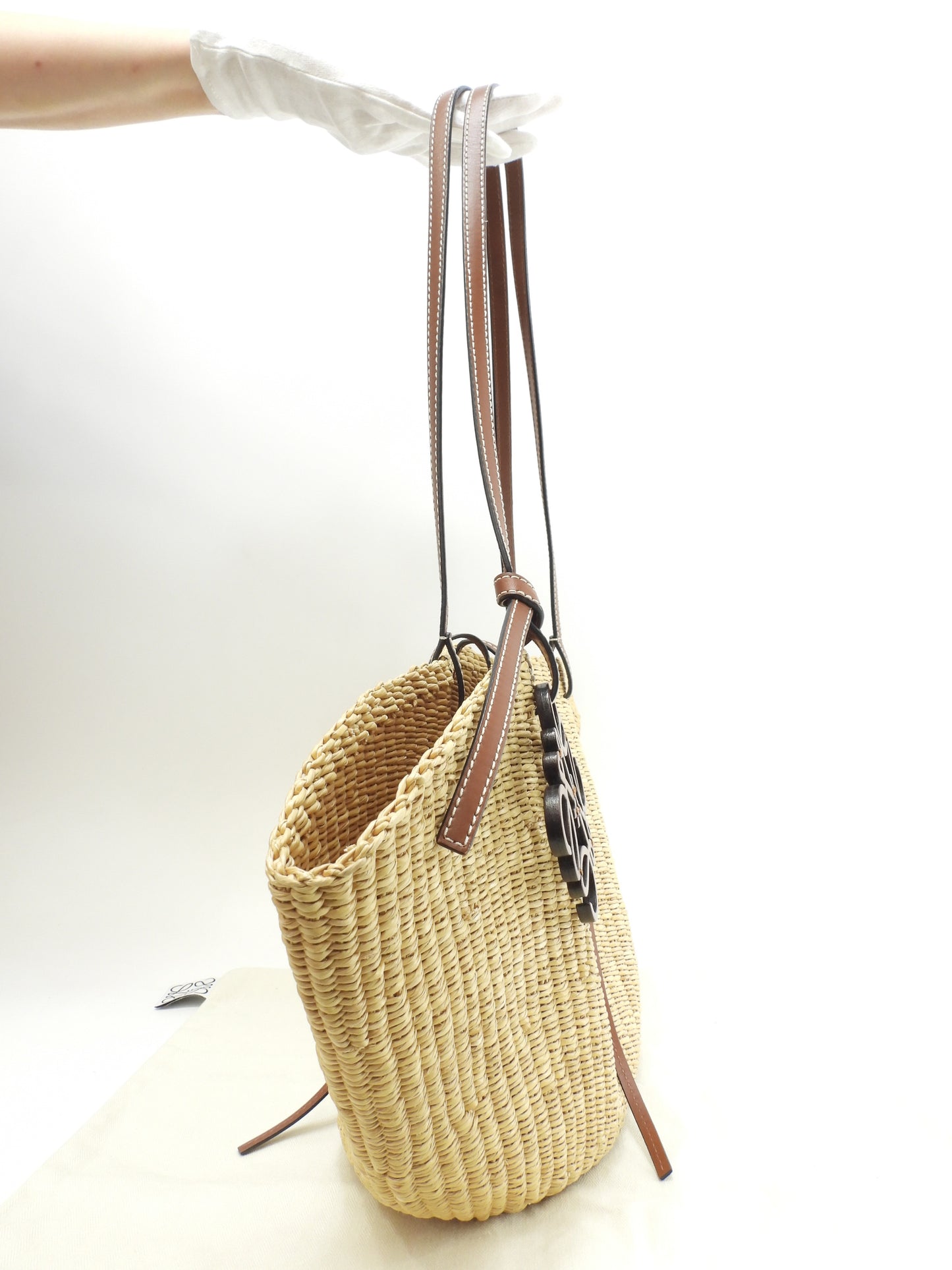 ロエベ シェル バスケットバッグスモール ナチュラル茶 カゴバッグ トートバッグ@412036