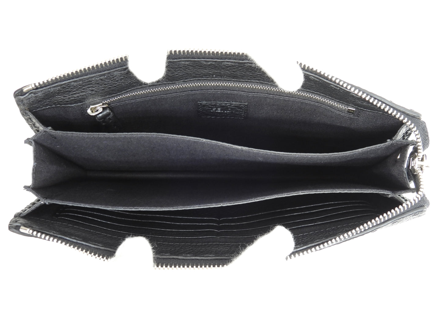 フェンディ クラッチウォレットバッグ モンスター セレリアレザー黒 セカンドバッグ 極美品@ 68