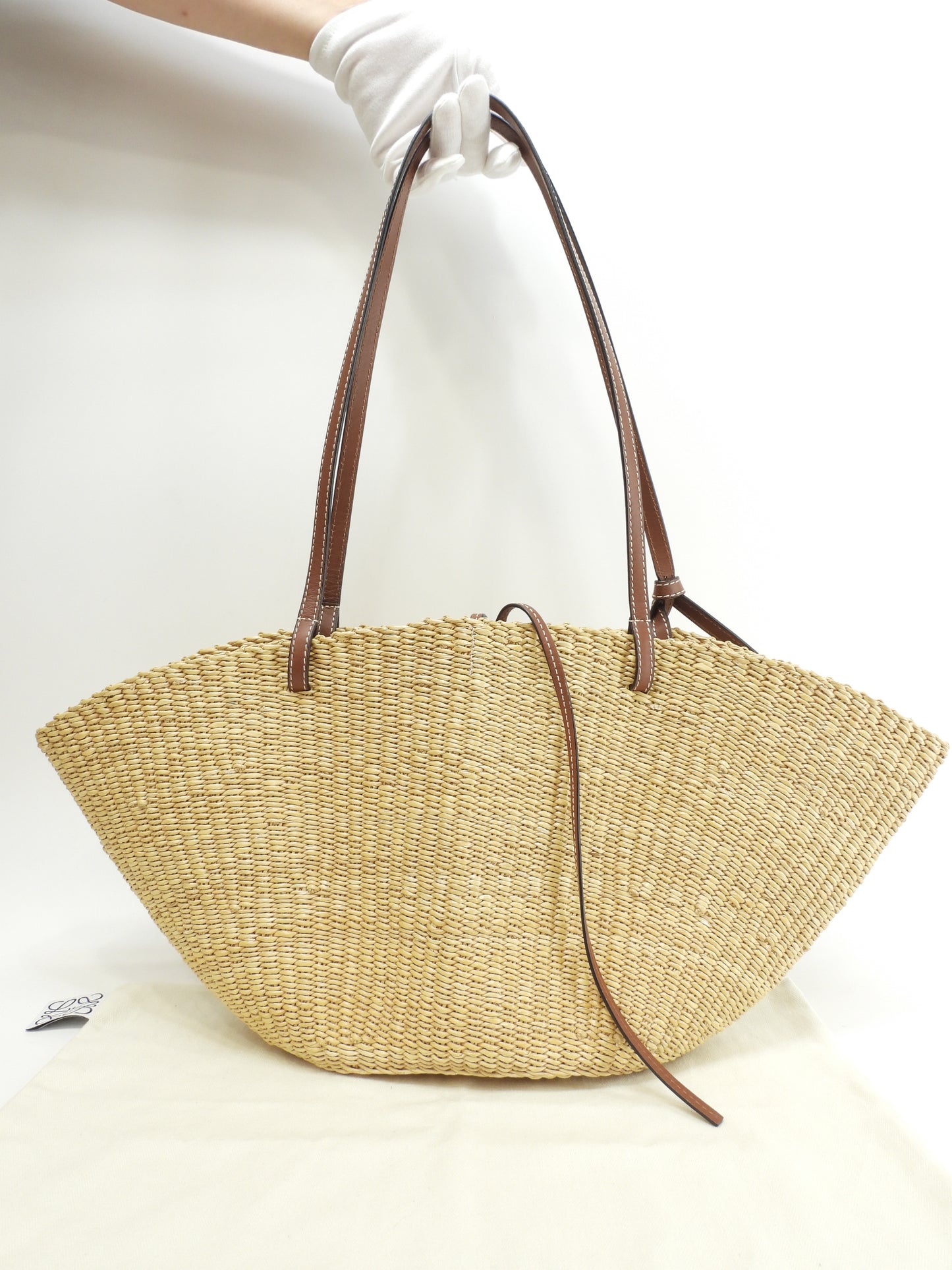 ロエベ シェル バスケットバッグスモール ナチュラル茶 カゴバッグ トートバッグ@412036