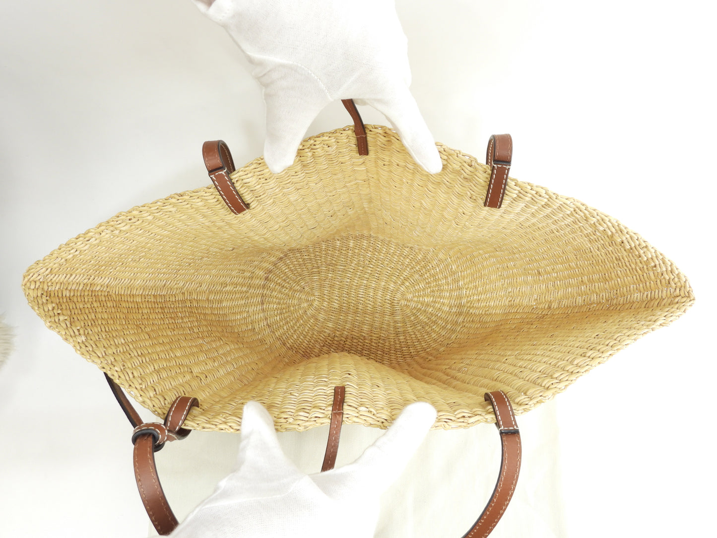 ロエベ シェル バスケットバッグスモール ナチュラル茶 カゴバッグ トートバッグ@412036