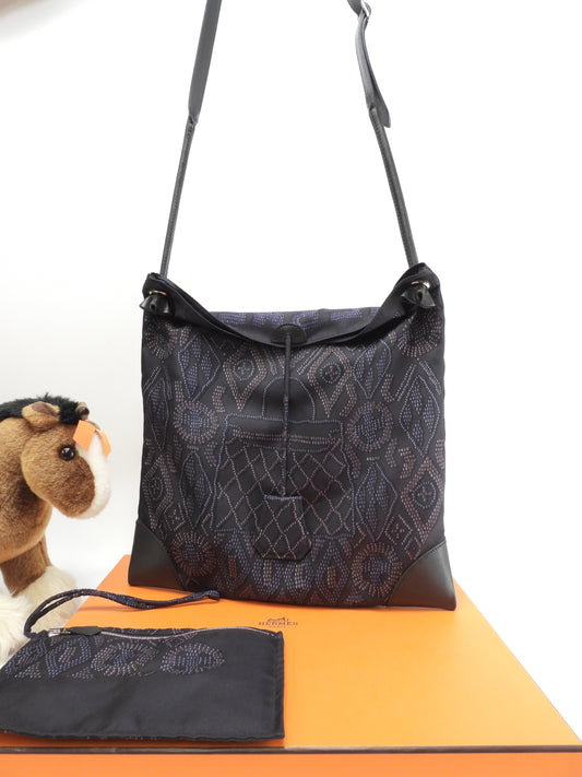 エルメス シルキーシティPM ケリー柄 シルク/レザー黒 ショルダーバッグ クロスボディ 美品@□N