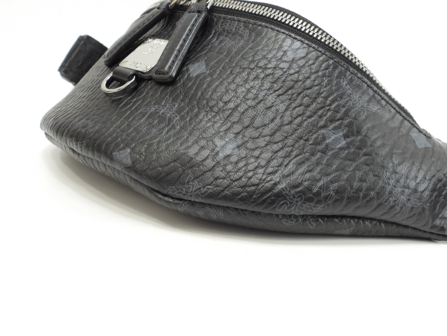 MCM ベルトバッグ PVC革 シグネチャ黒 クロスボディバッグ バムバッグ 美品@ 2