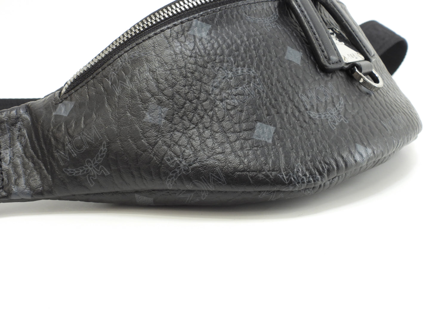 MCM ベルトバッグ PVC革 シグネチャ黒 クロスボディバッグ バムバッグ 美品@ 2