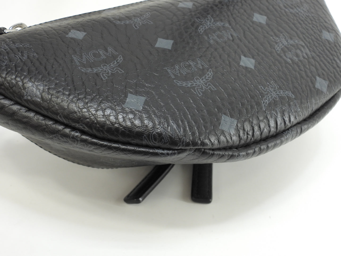 MCM ベルトバッグ PVC革 シグネチャ黒 クロスボディバッグ バムバッグ 美品@ 2