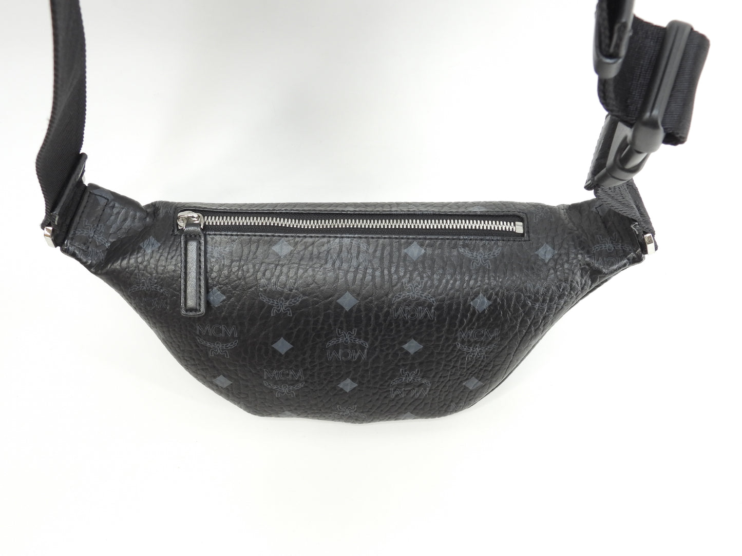 MCM ベルトバッグ PVC革 シグネチャ黒 クロスボディバッグ バムバッグ 美品@ 2