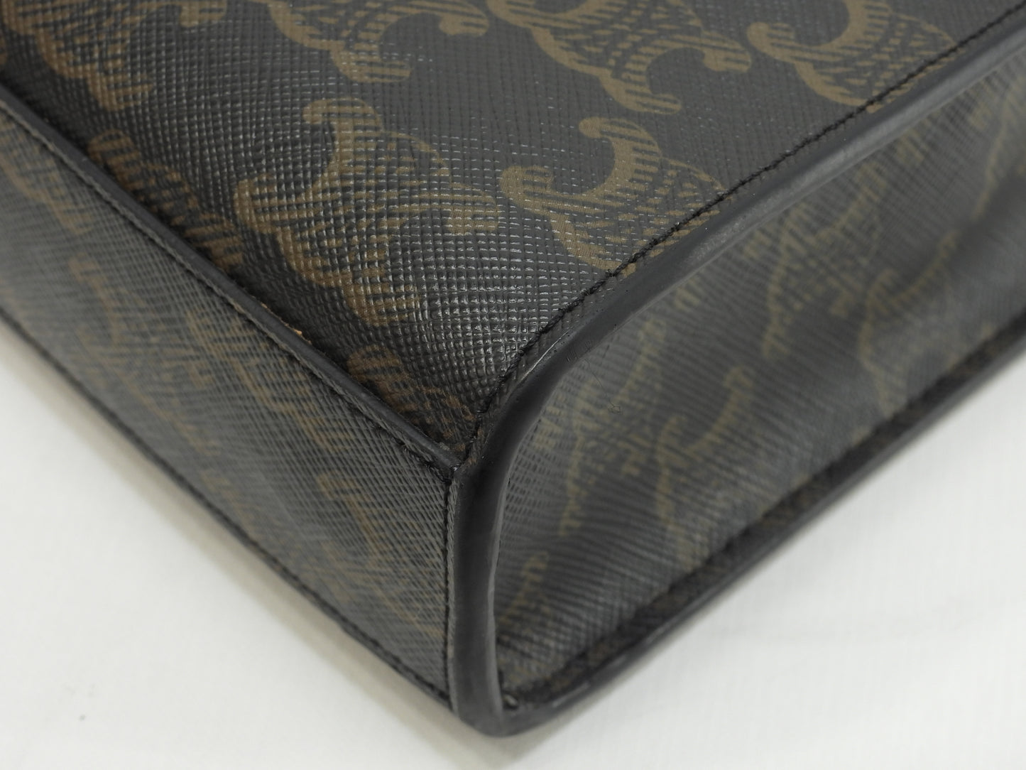 セリーヌ ミニバーティカルカバ トリオンフ 黒茶 s付ミニハンドバッグ ポシェット 美品@ 13